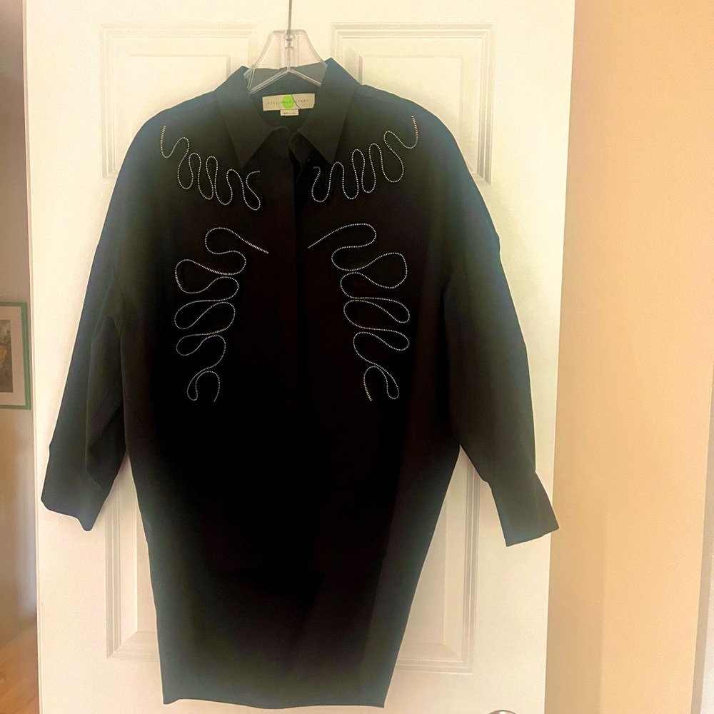 Stella McCartney cotton with yellow zipper embroidery beautiful high low blouse